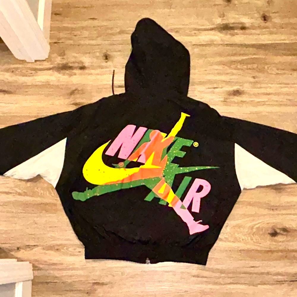 Air Jordan NIKE Classic JUMPMAN Y2K  Splatter Zip Windbreaker Jacket Large